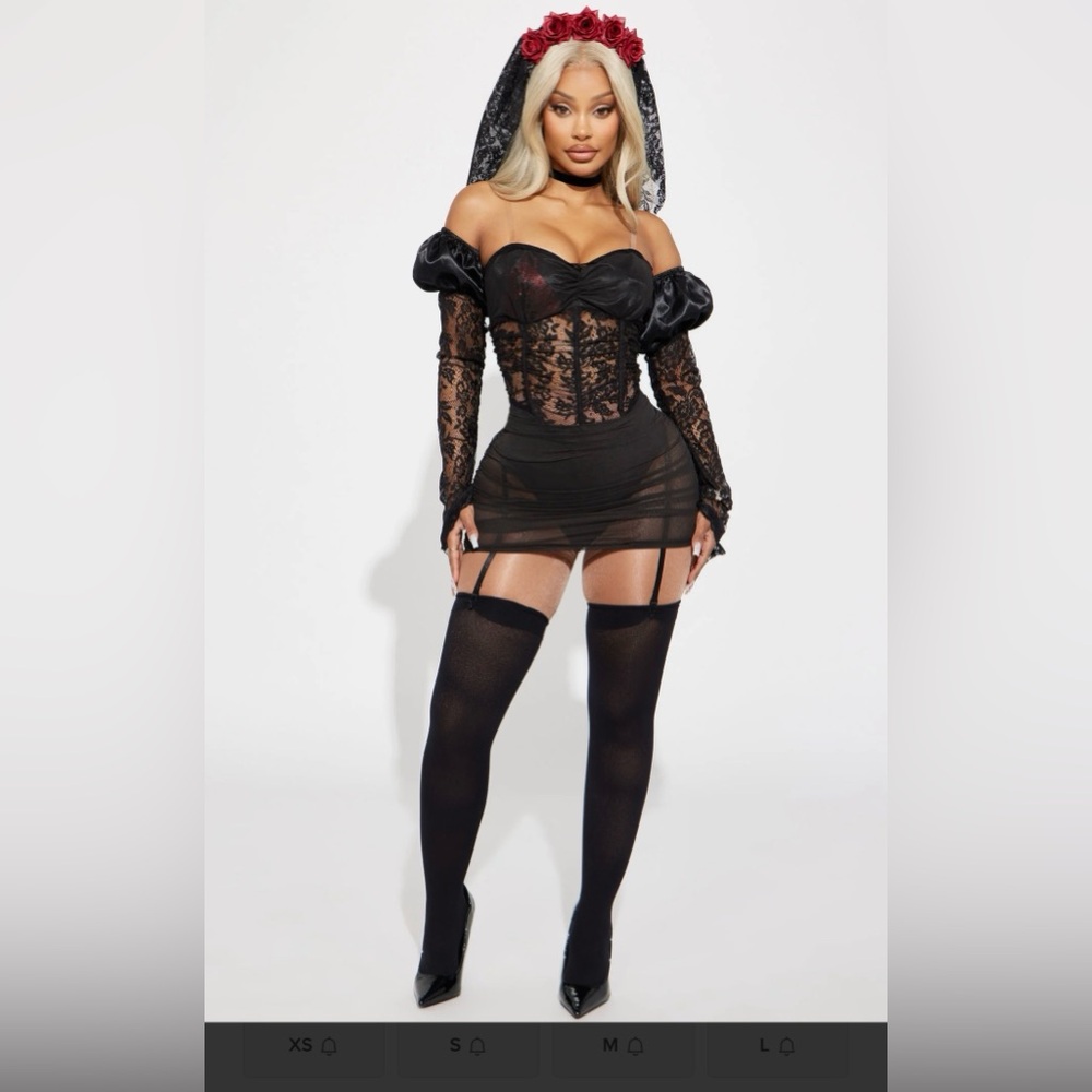 Heartbreak Bride 4 Piece Costume Set - Black